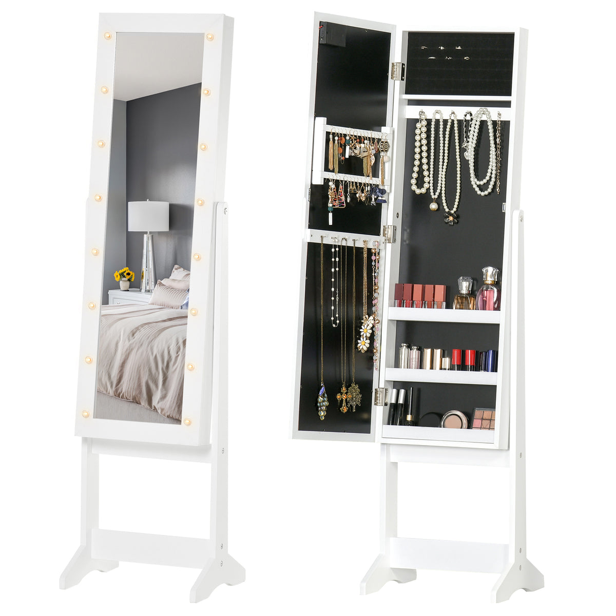 LED Mirrored Jewelry Armoire | The Lumina Vault