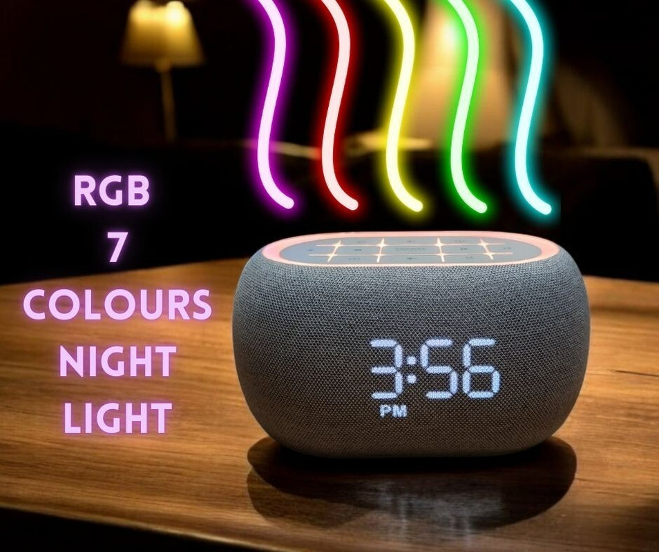 White Noise Bedside Alarm Clock Night Light Bluetooth Speaker | The Rhythm Glow
