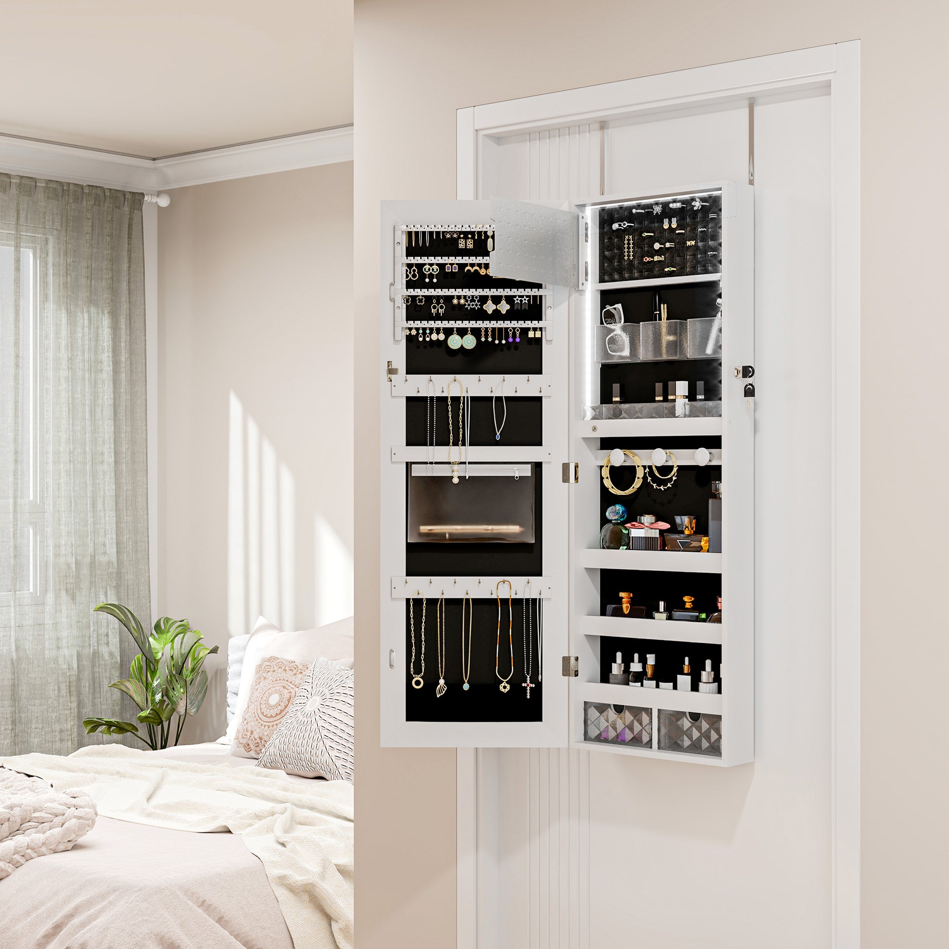 Full Length Mirror Jewellery Cabinet Storage with LED Lights | The Prism Armoire