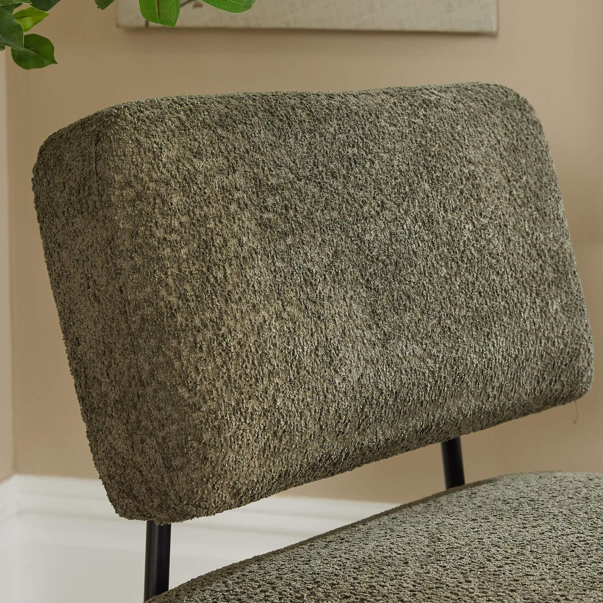 Boucle Accent Chair with Black Metal Legs | The Olive Curve