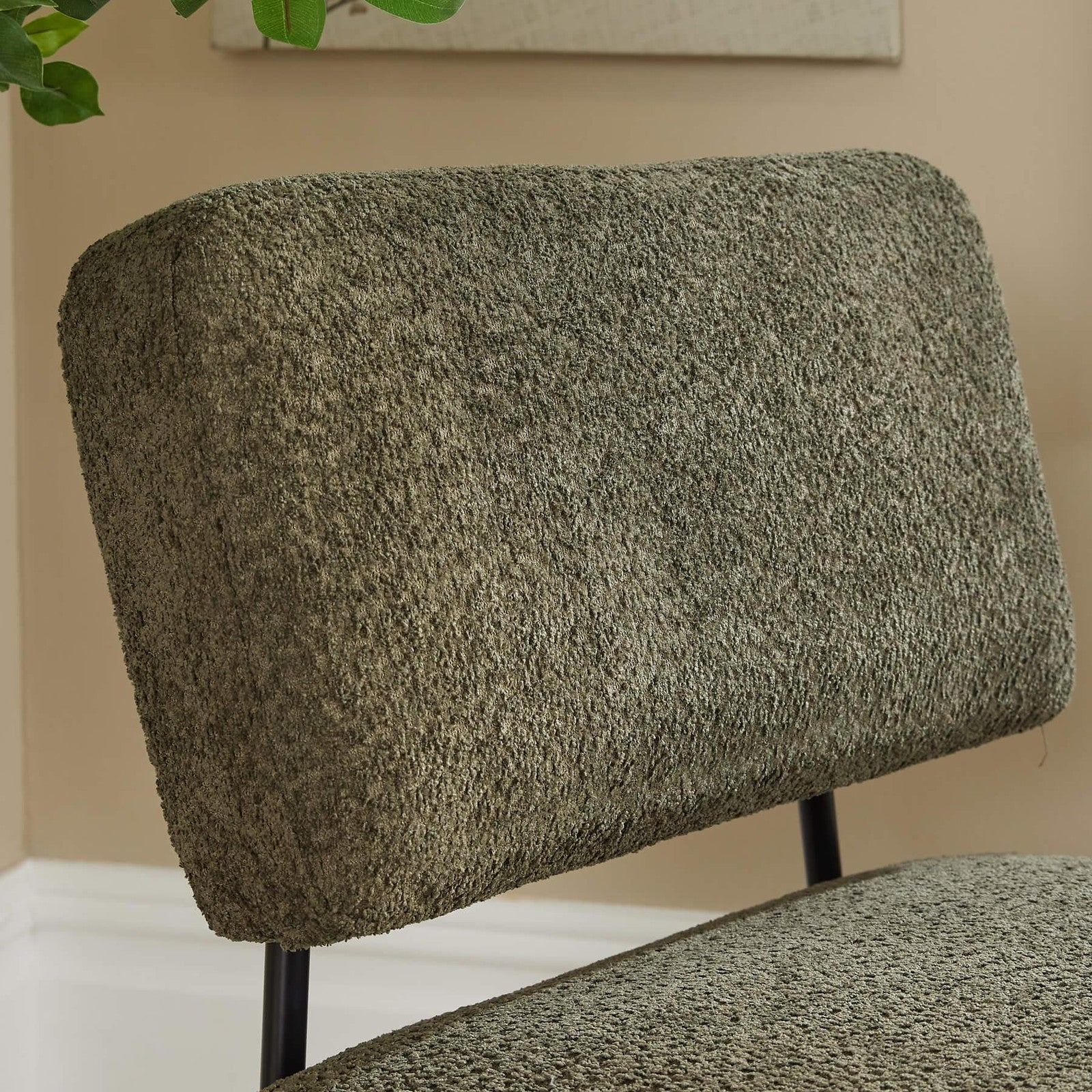 Boucle Accent Chair with Black Metal Legs | The Olive Curve