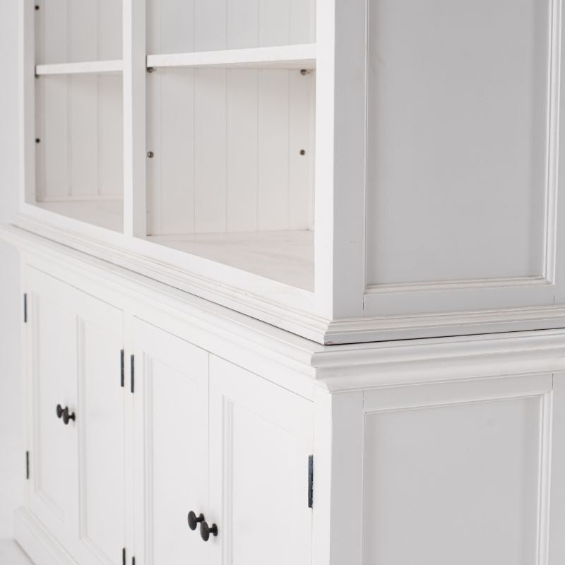 Nova Solo Double-Bay Hutch Cabinet Unit White Mahogany