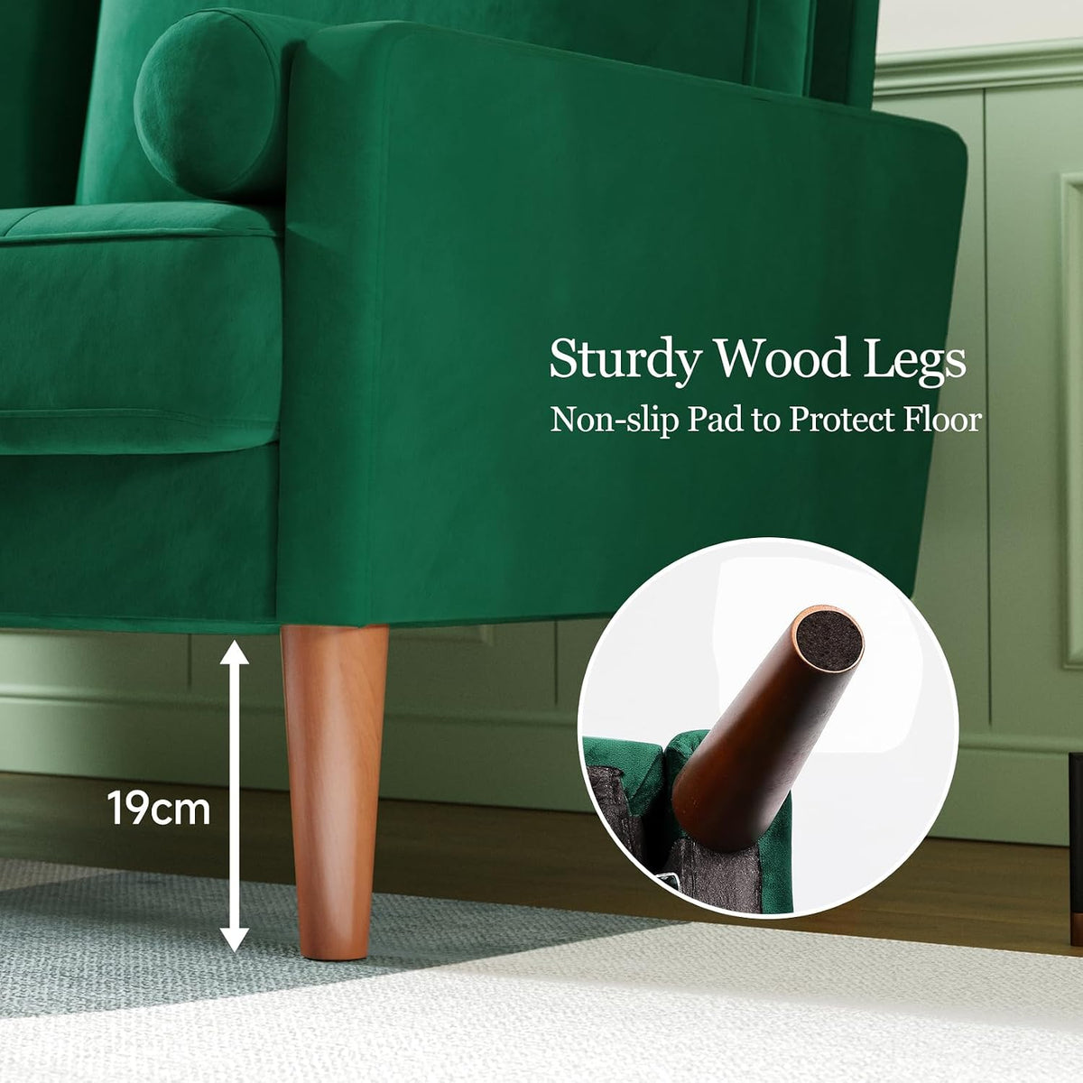 Vesgantti 2 Seater Velvet Sofa Green | The Velvet Loveseat