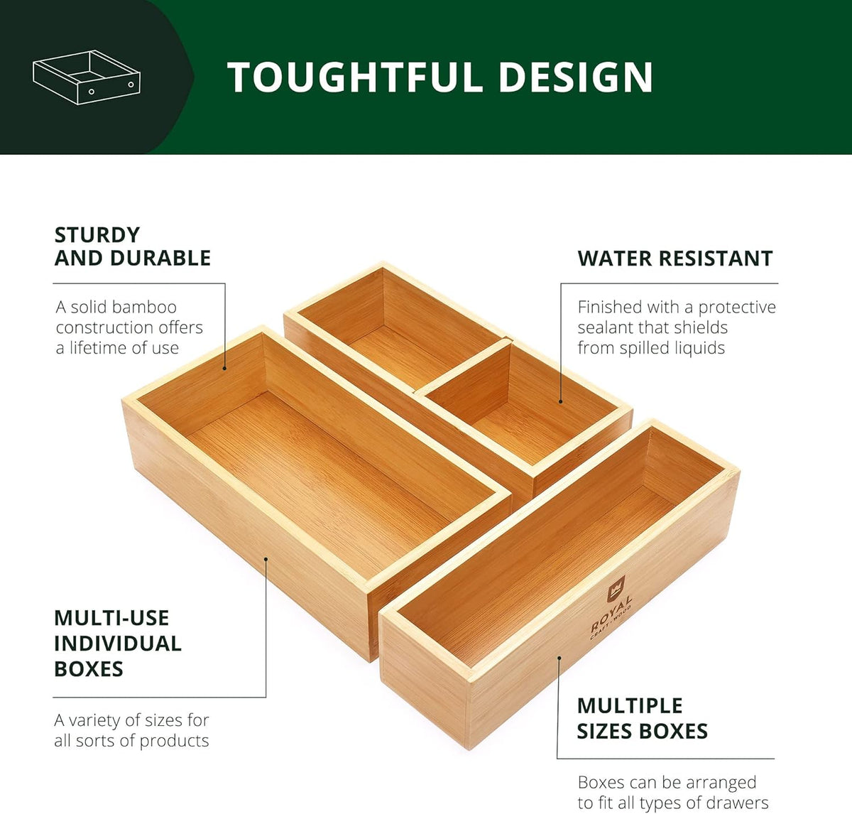 3-Piece Bamboo Drawer Set & Luxury Tea Chest | The Organised Bamboo Grove