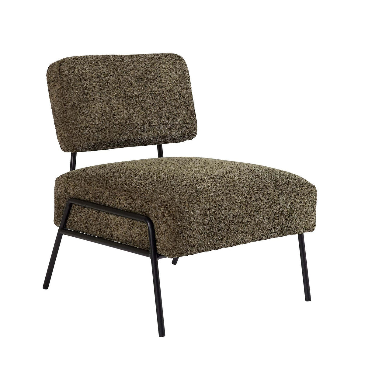 Boucle Accent Chair with Black Metal Legs | The Olive Curve