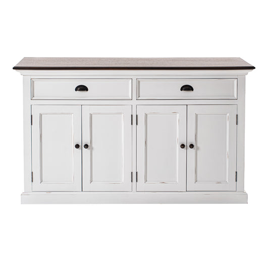 Nova Solo Classic White Buffet Drawer with Brown Top White Mahogany