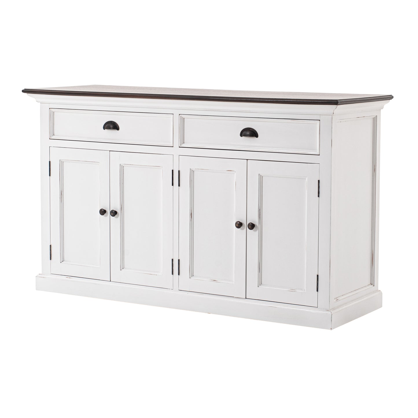 Nova Solo Classic White Buffet Drawer with Brown Top White Mahogany