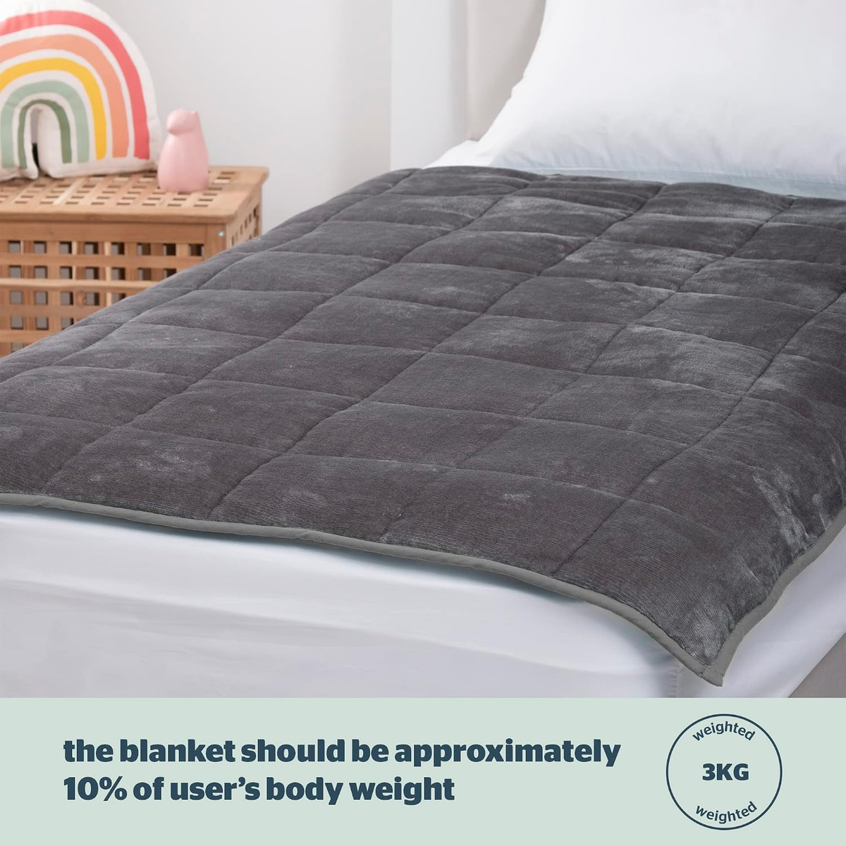 Sleepnight Kids Weighted Blanket 3kg Grey | The Gentle Cover