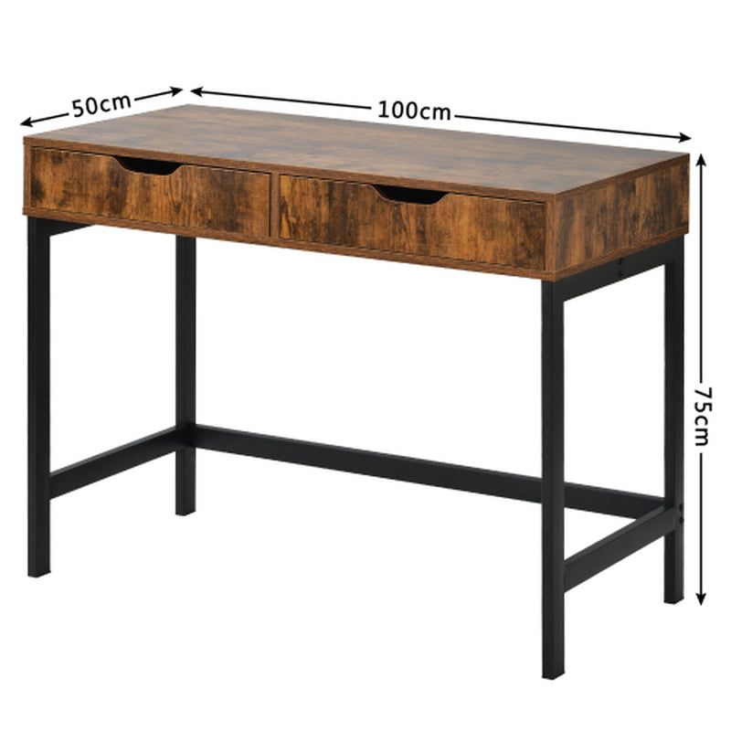 Brown Industrial 2-Drawer Work & Dressing Table | The Nomad Hub