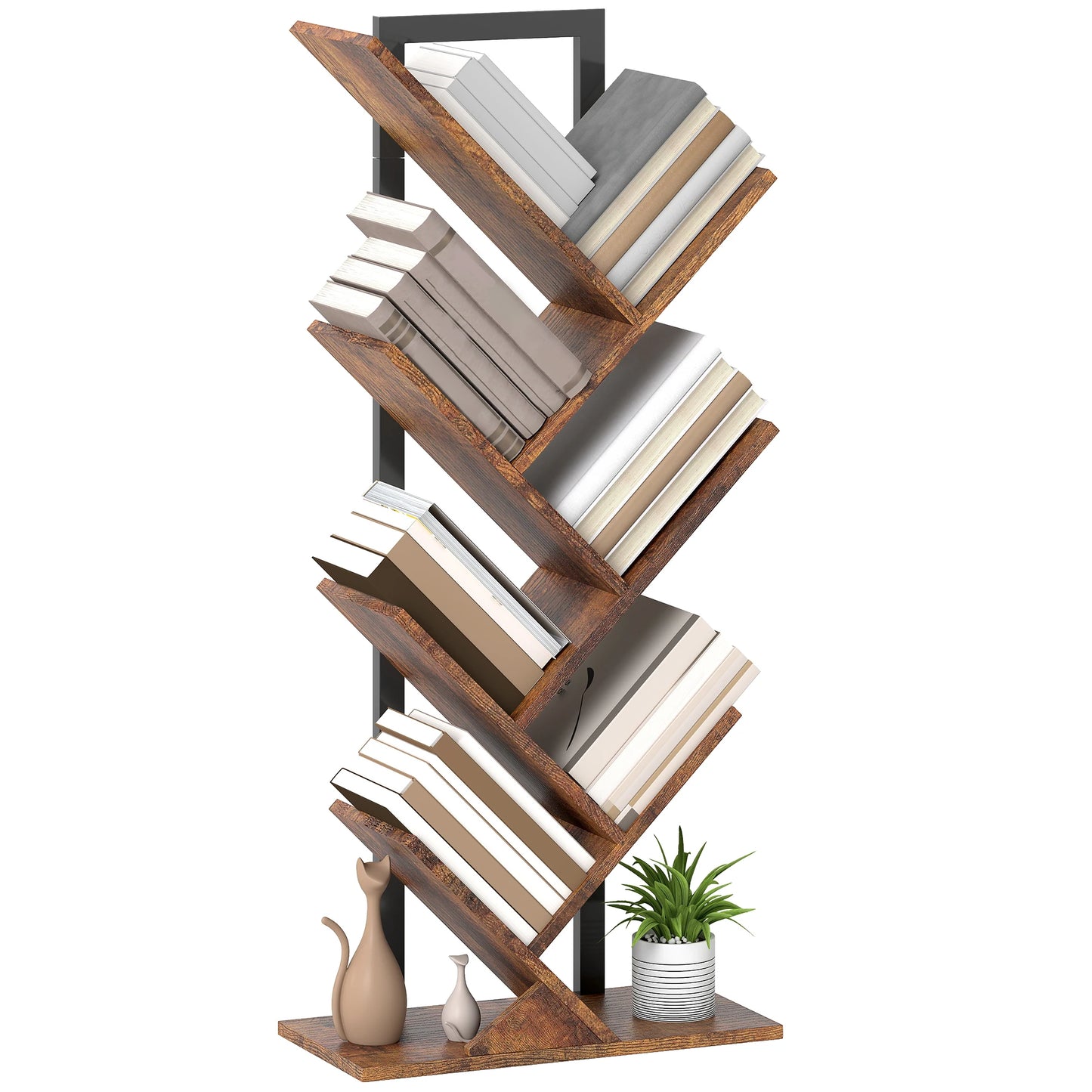 7-Tier Tree Bookshelf with Steel Frame | The Stack