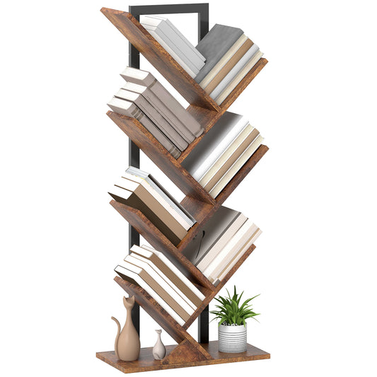 7-Tier Tree Bookshelf with Steel Frame | The Stack