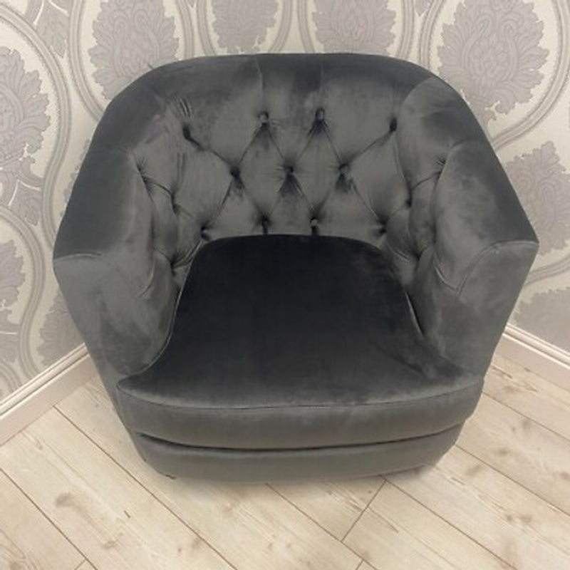 Velvet Barrel Tub Accent Armchair | The Charcoal Arc