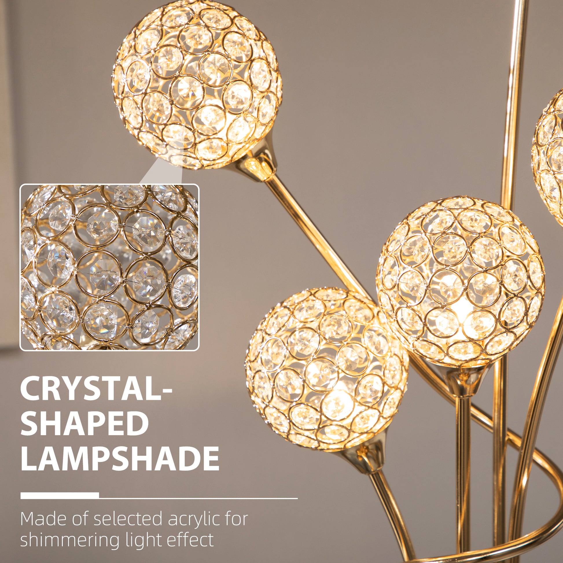 5-Light K9 Crystal Standing Floor Lamp | The Luminous Cluster