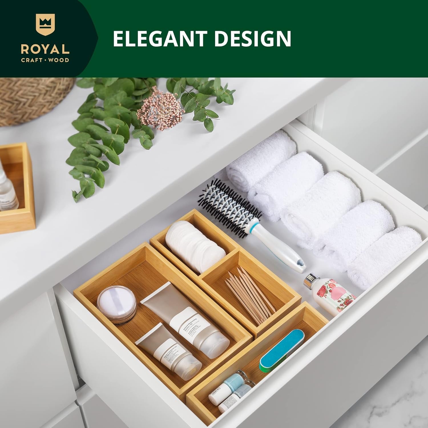 3-Piece Bamboo Drawer Set & Luxury Tea Chest | The Organised Bamboo Grove