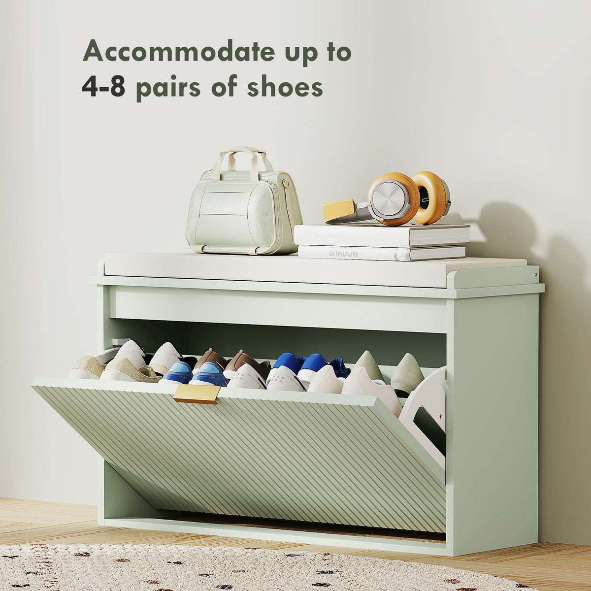 Entryway Shoe Storage Padded Seat Bench with Flip-Drawer | The Entryway Anchor