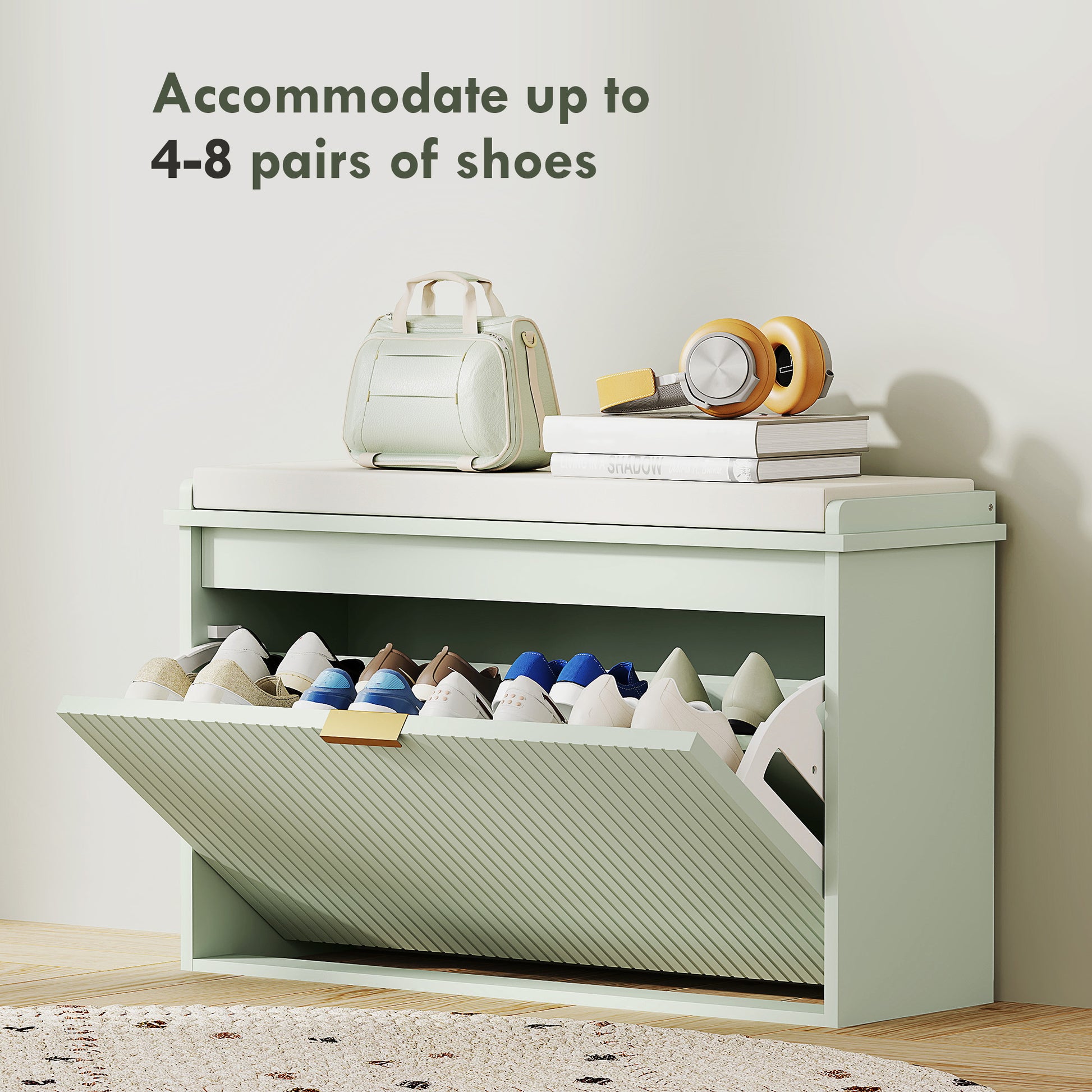 Entryway Shoe Storage Padded Seat Bench with Flip-Drawer | The Entryway Anchor