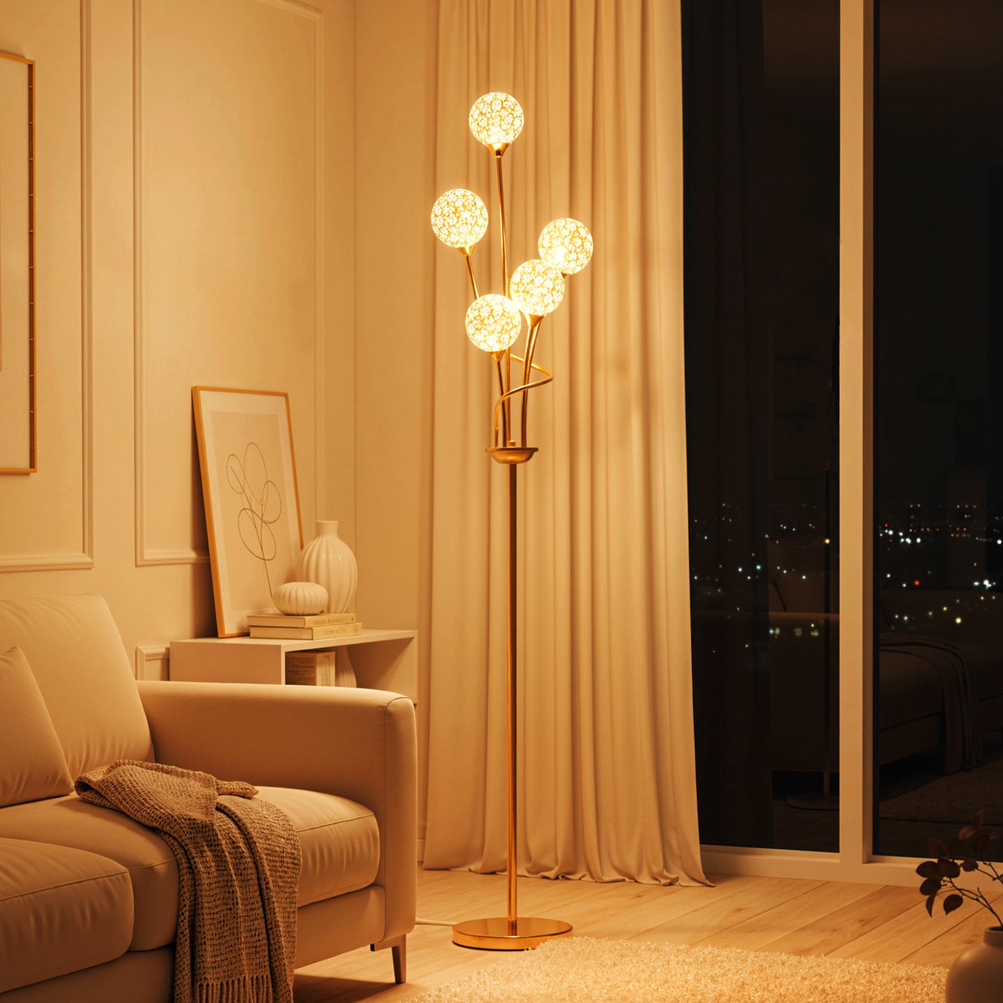 5-Light K9 Crystal Standing Floor Lamp | The Luminous Cluster