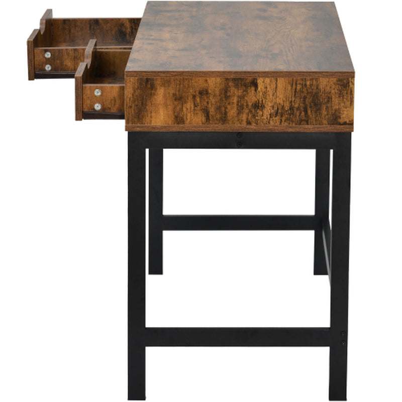 Brown Industrial 2-Drawer Work & Dressing Table | The Nomad Hub