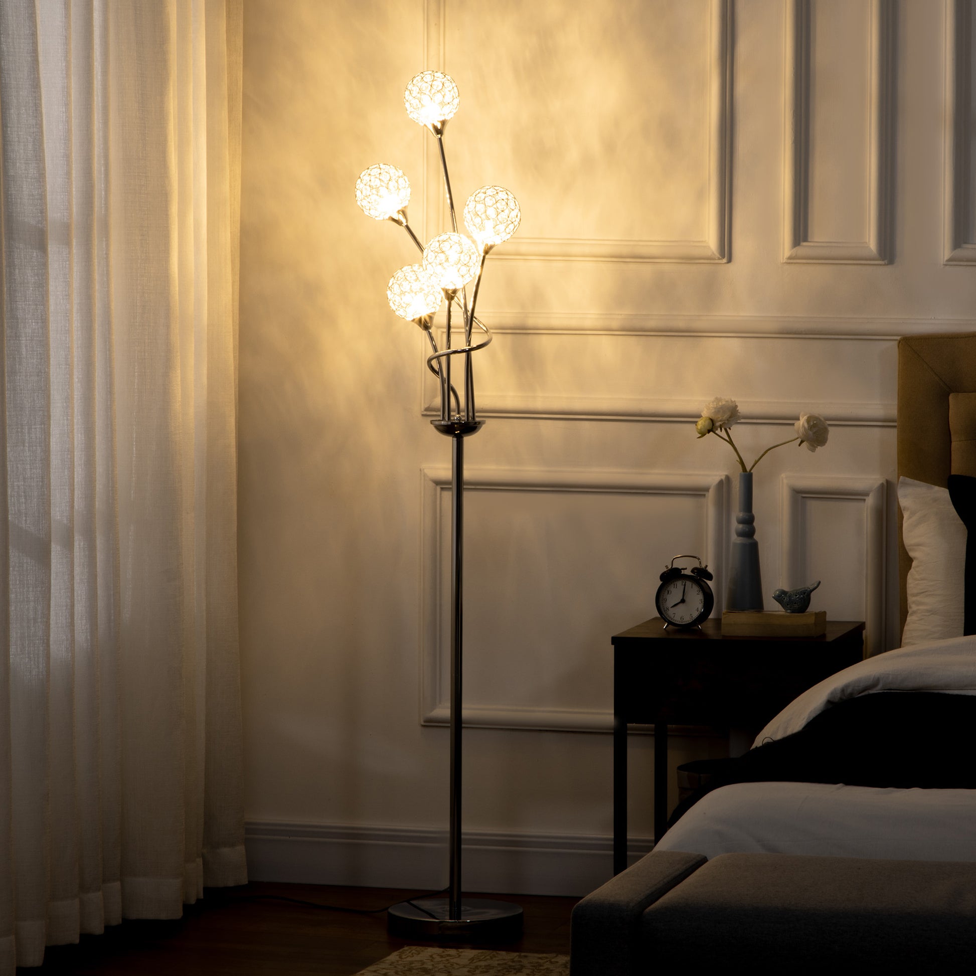 5-Light K9 Crystal Standing Floor Lamp | The Luminous Cluster