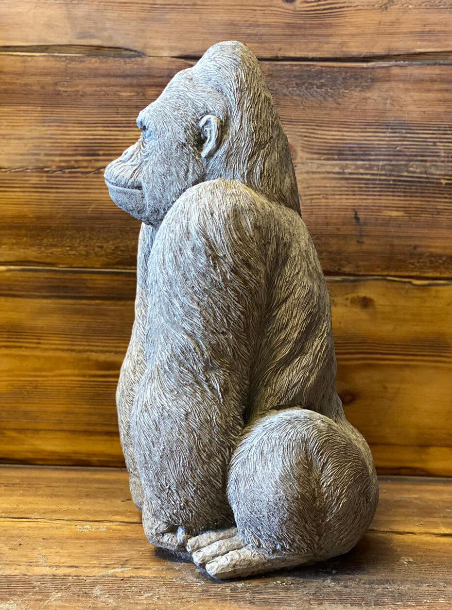 Large Stone Gorilla Garden Statue | The Silverback