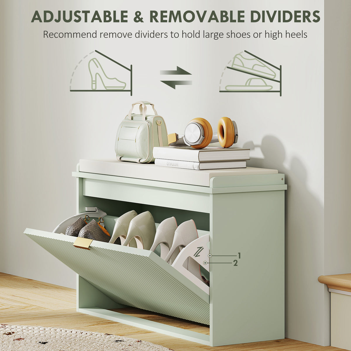 Entryway Shoe Storage Padded Seat Bench with Flip-Drawer | The Entryway Anchor