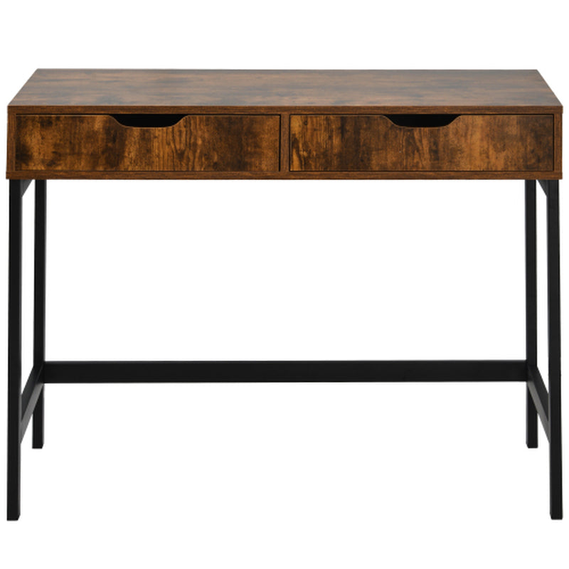 Brown Industrial 2-Drawer Work & Dressing Table | The Nomad Hub