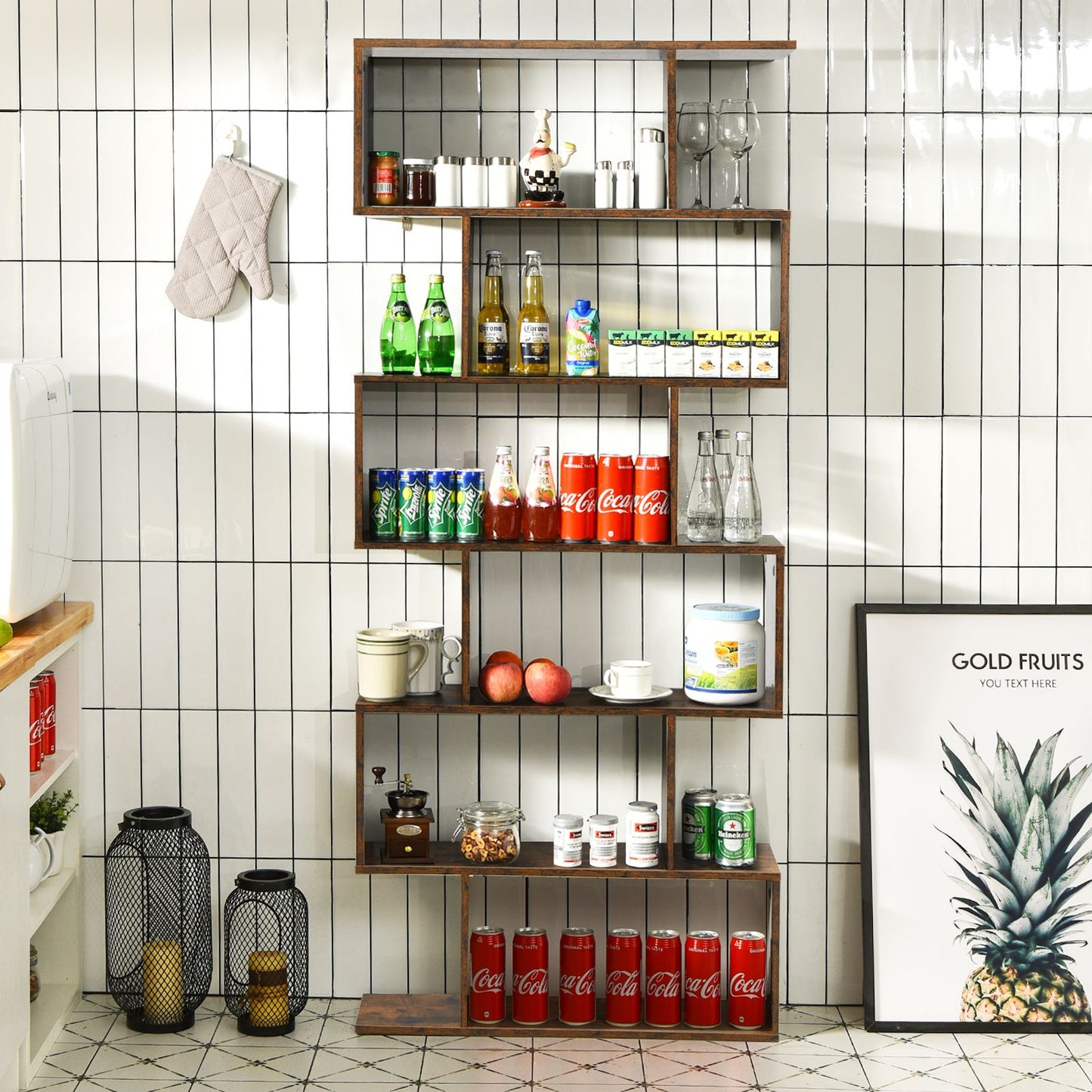 6-Tier S-Shaped Geometric Bookshelf | The Helix Column