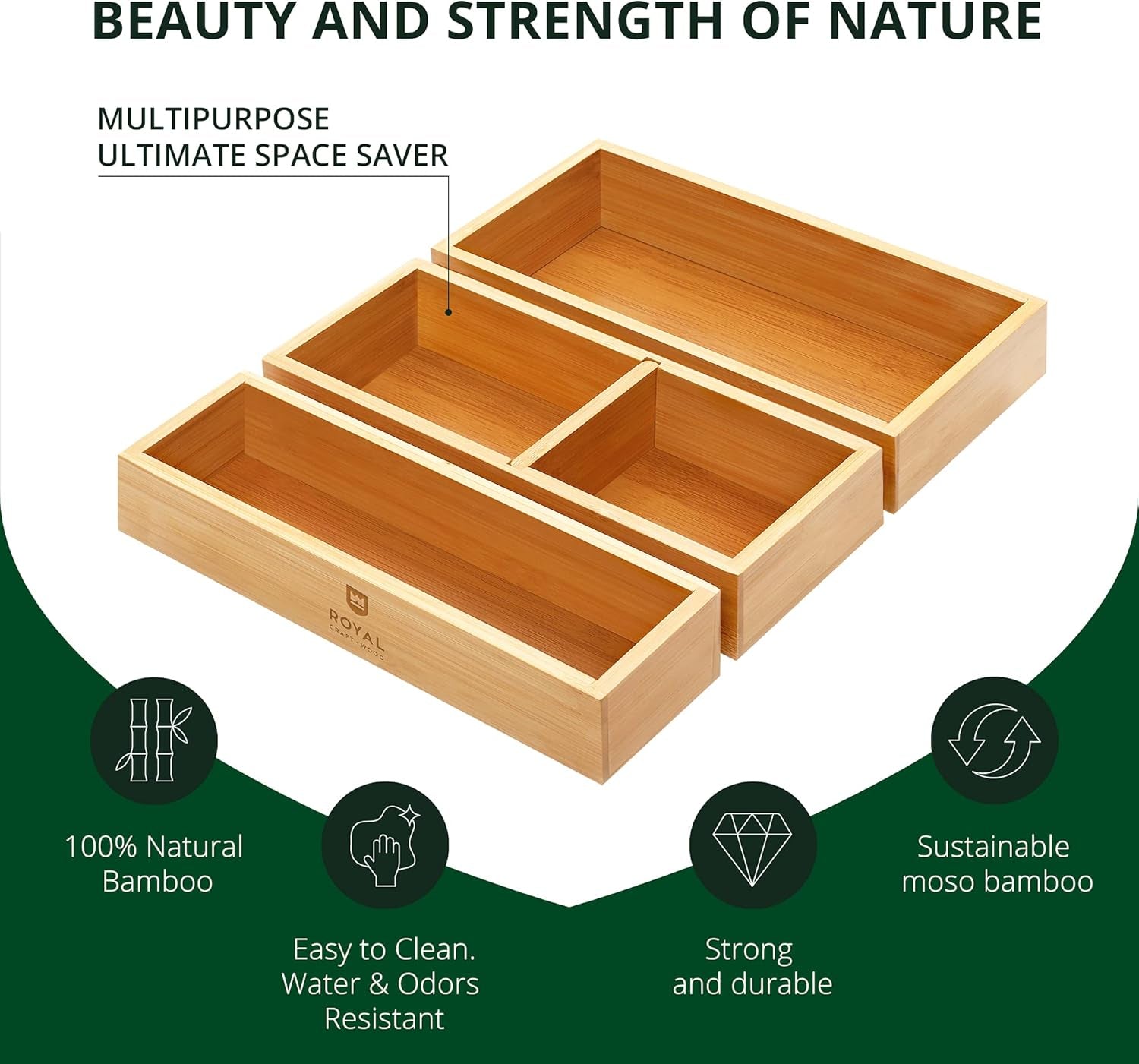 3-Piece Bamboo Drawer Set & Luxury Tea Chest | The Organised Bamboo Grove