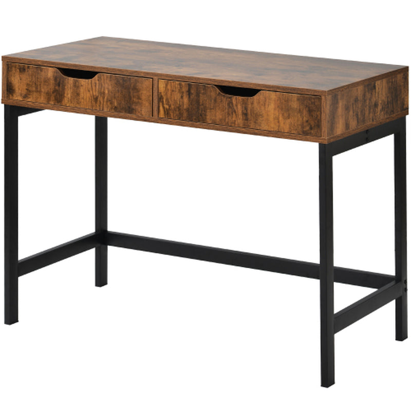 Brown Industrial 2-Drawer Work & Dressing Table | The Nomad Hub