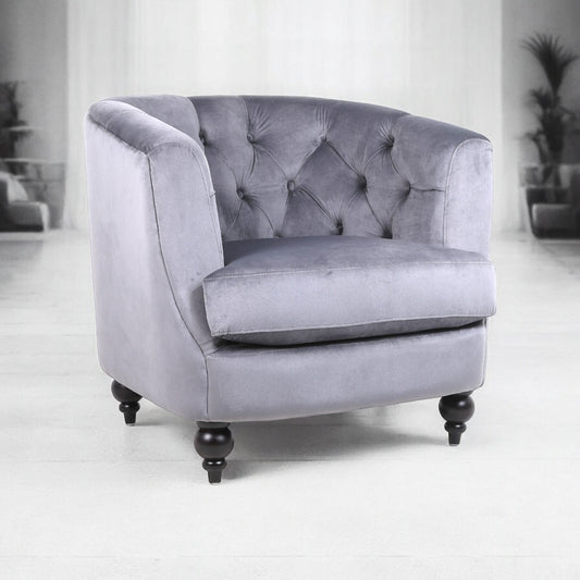 Velvet Barrel Tub Accent Armchair | The Charcoal Arc