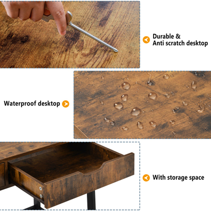 Brown Industrial 2-Drawer Work & Dressing Table | The Nomad Hub