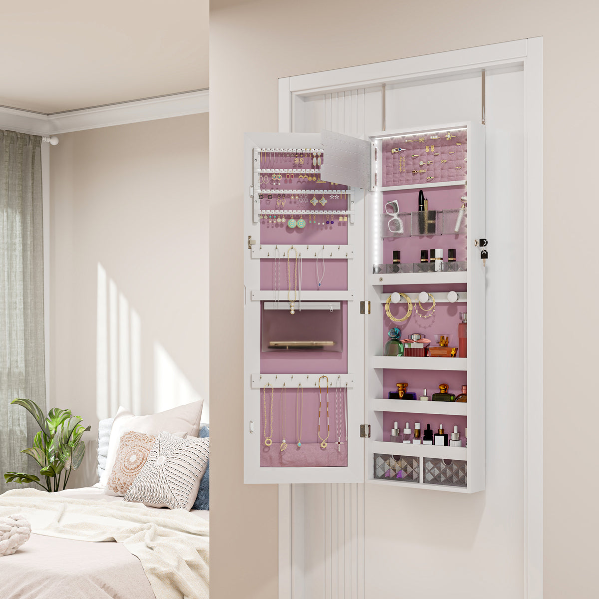 Full Length Mirror Jewellery Cabinet Storage with LED Lights | The Prism Armoire