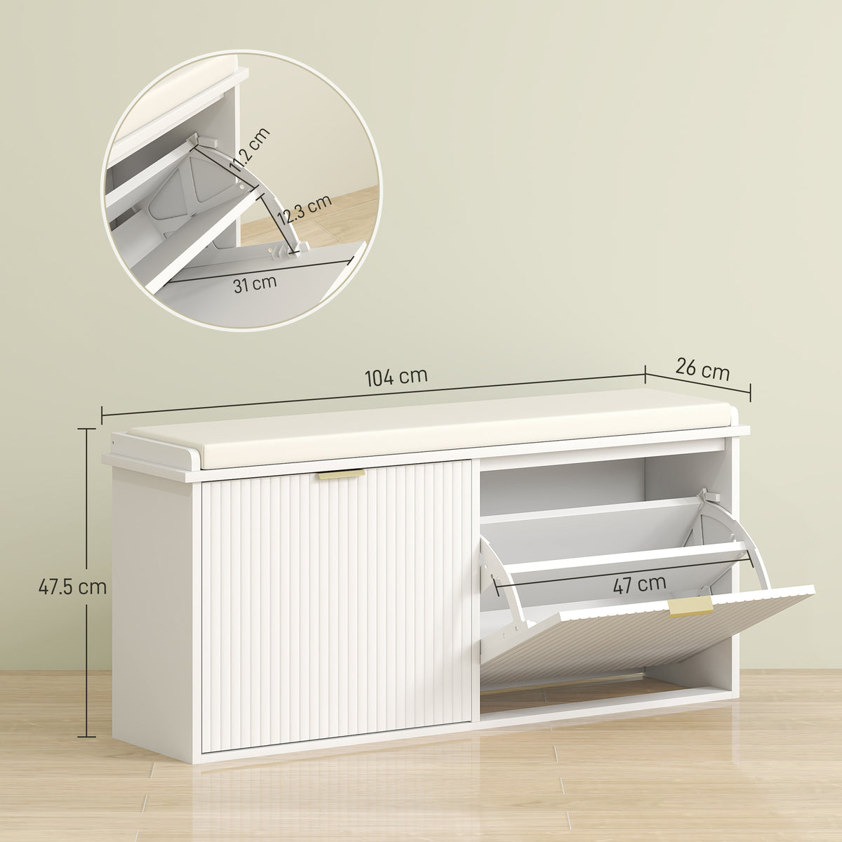 Entryway Shoe Storage Padded Seat Bench with Flip-Drawer | The Entryway Anchor