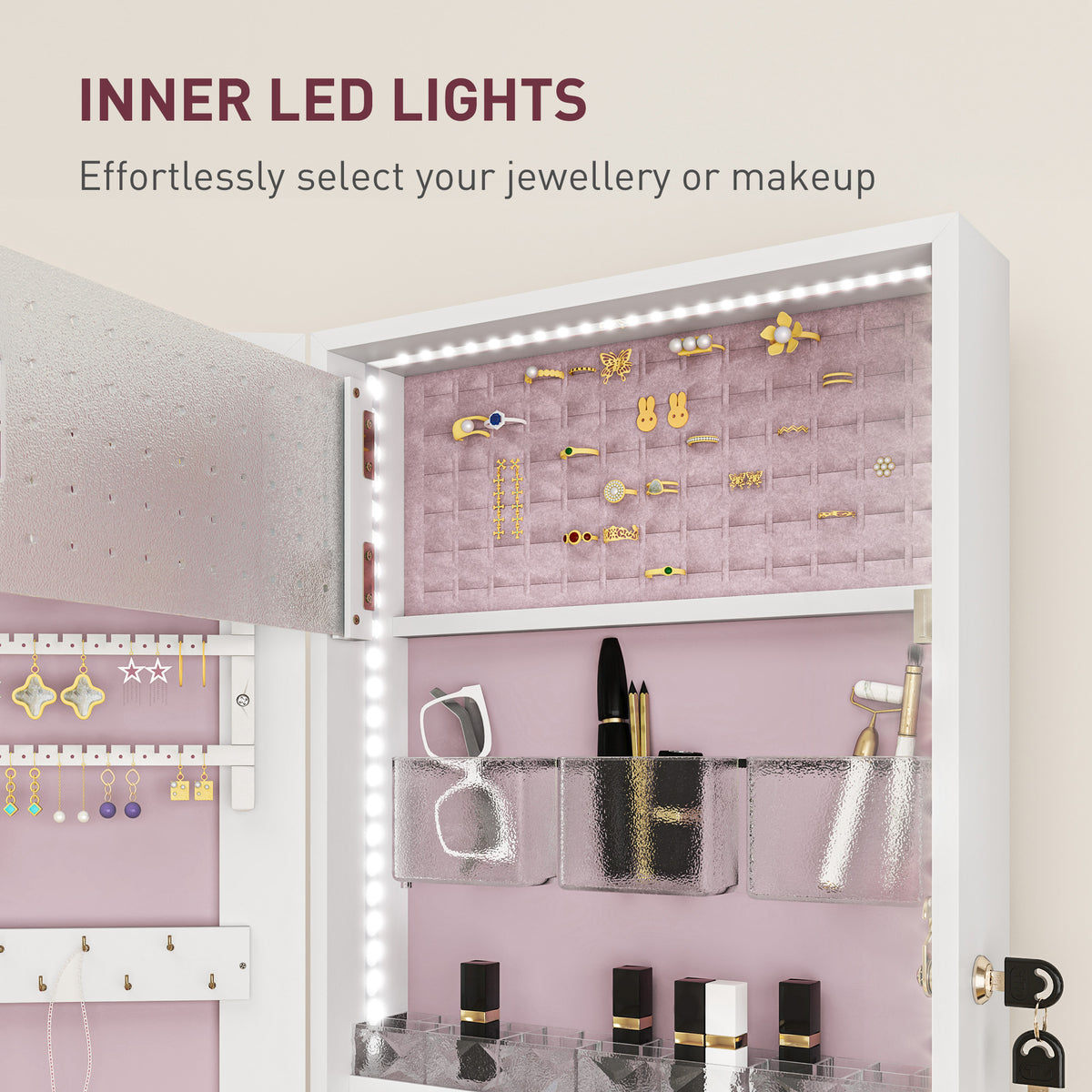 Full Length Mirror Jewellery Cabinet Storage with LED Lights | The Prism Armoire