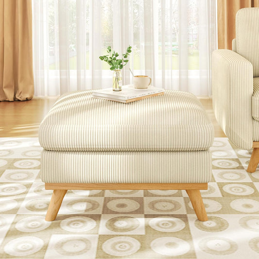 Large Corduroy Modular Ottoman Beige | The Grounded Perch