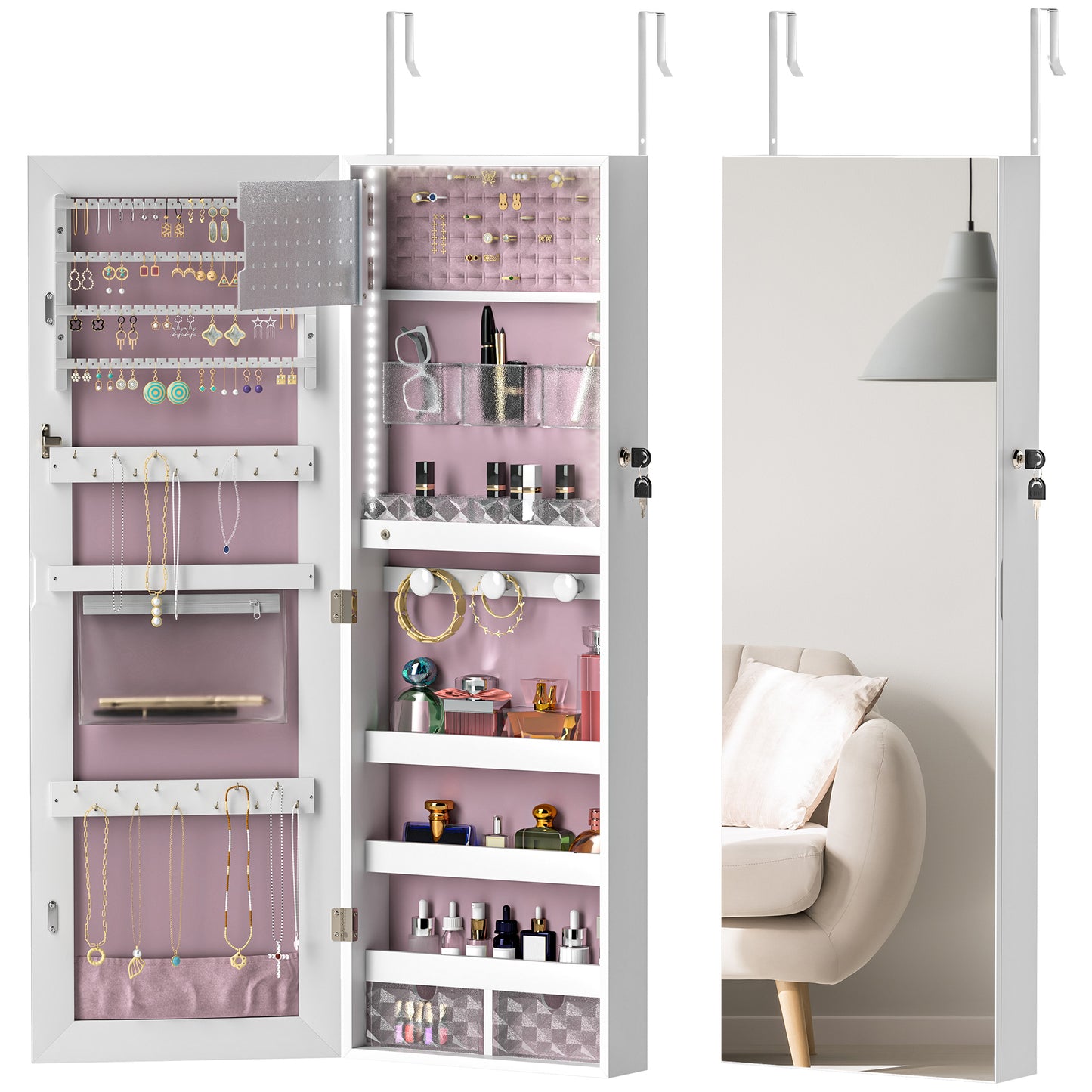 Full Length Mirror Jewellery Cabinet Storage with LED Lights | The Prism Armoire