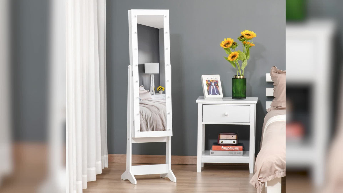 LED Mirrored Jewelry Armoire | The Lumina Vault