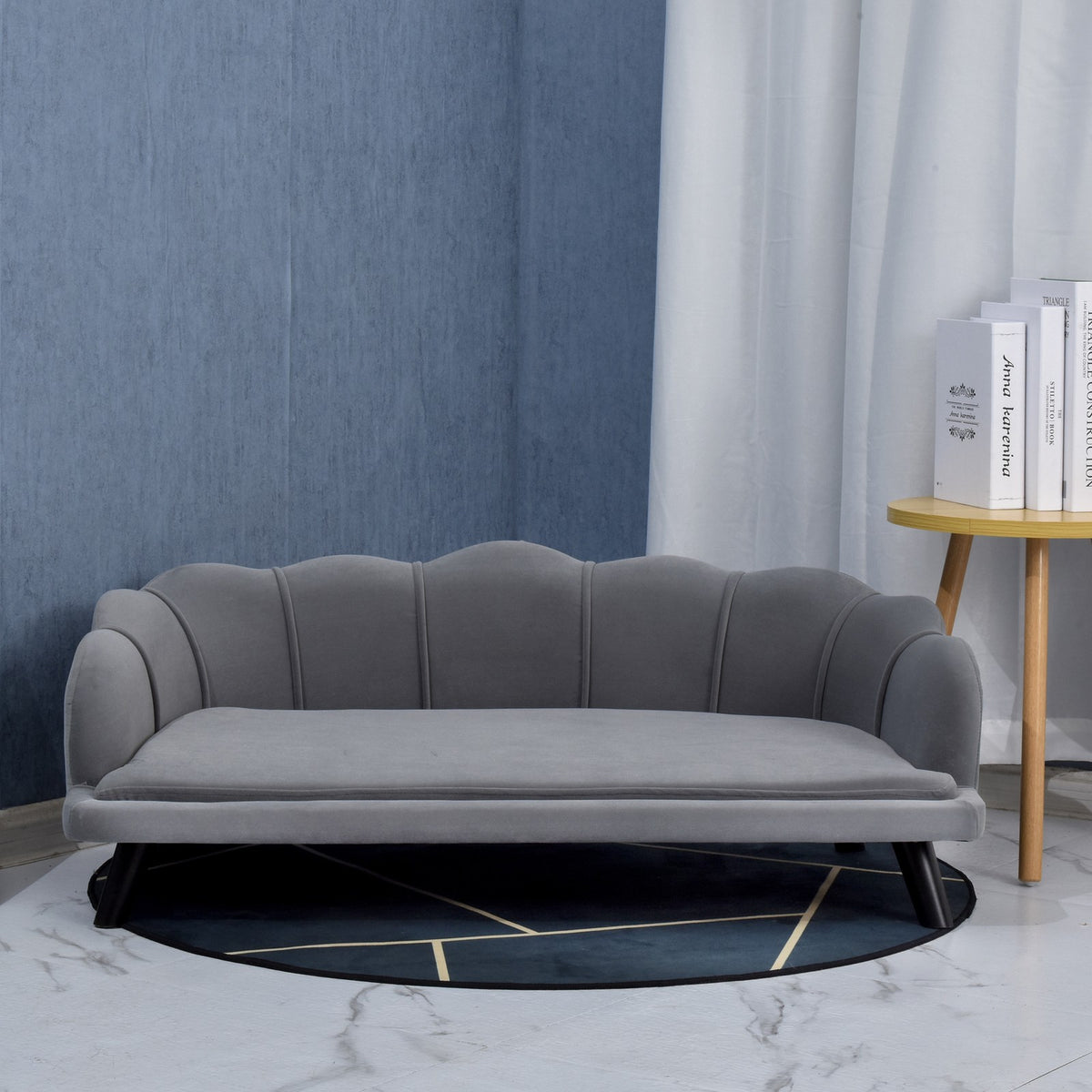 Shell Shaped Pet Sofa Bed with Wooden Legs | The Scallop Chaise
