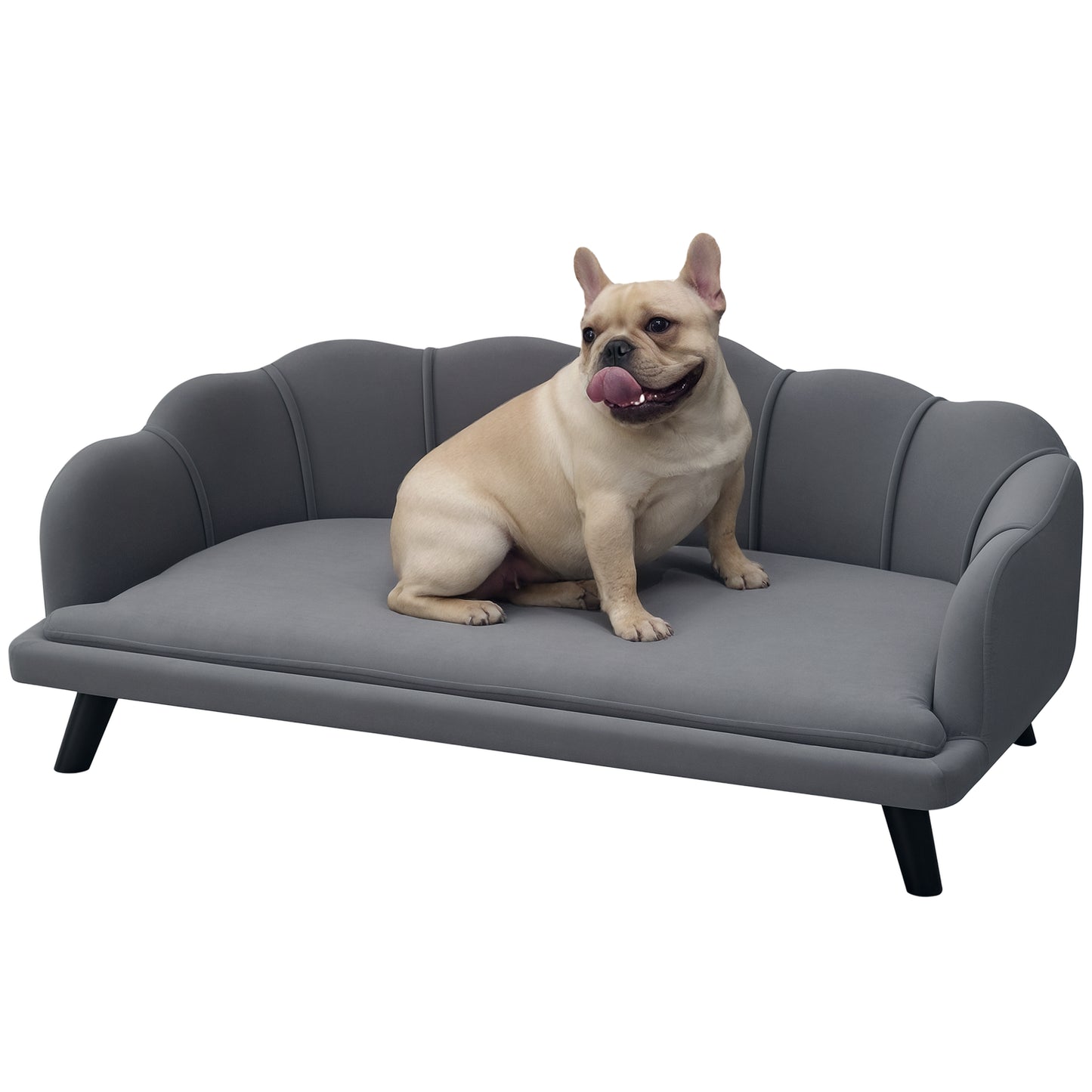 Shell Shaped Pet Sofa Bed with Wooden Legs | The Scallop Chaise