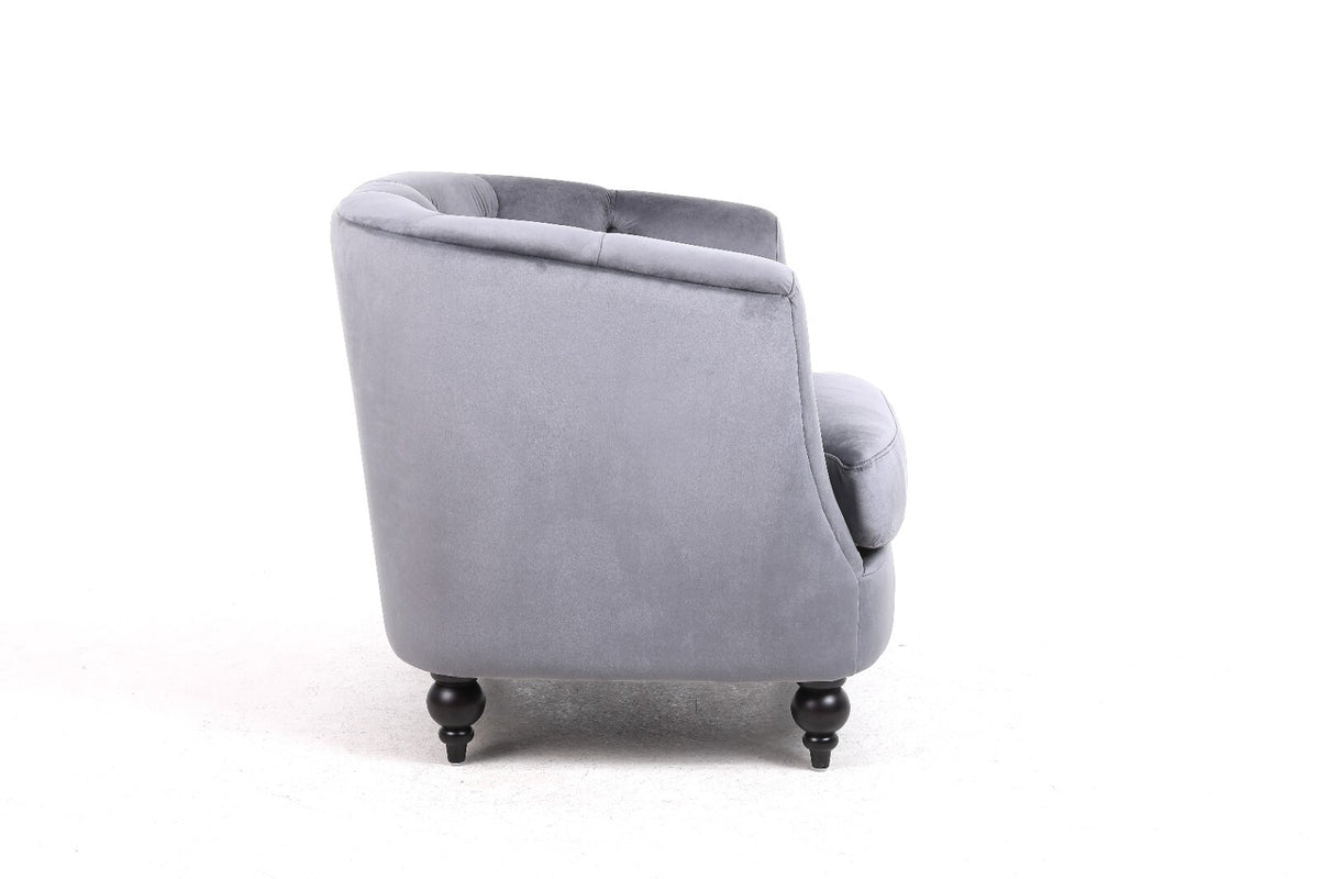 Velvet Barrel Tub Accent Armchair | The Charcoal Arc