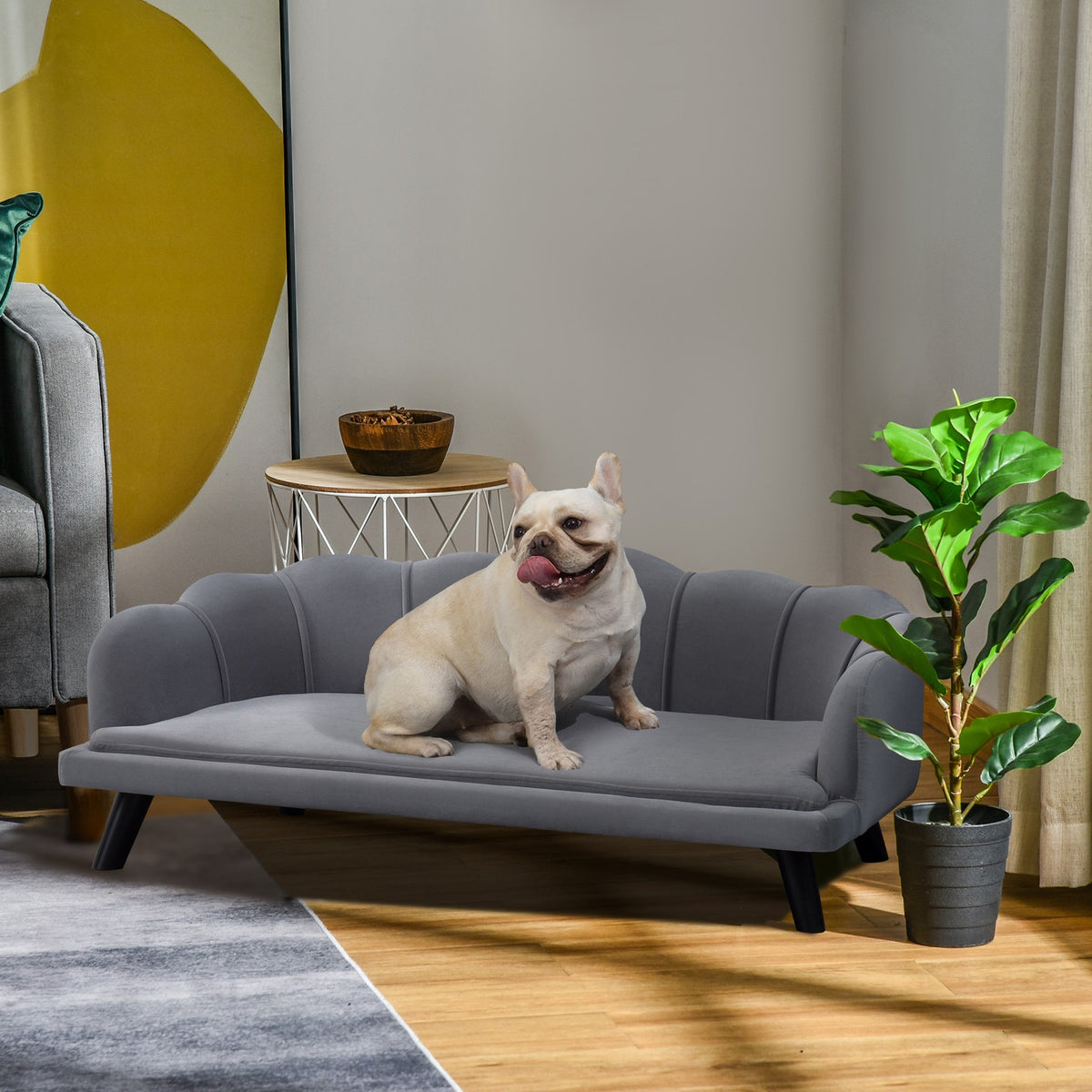 Shell Shaped Pet Sofa Bed with Wooden Legs | The Scallop Chaise