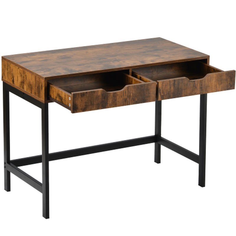 Brown Industrial 2-Drawer Work & Dressing Table | The Nomad Hub