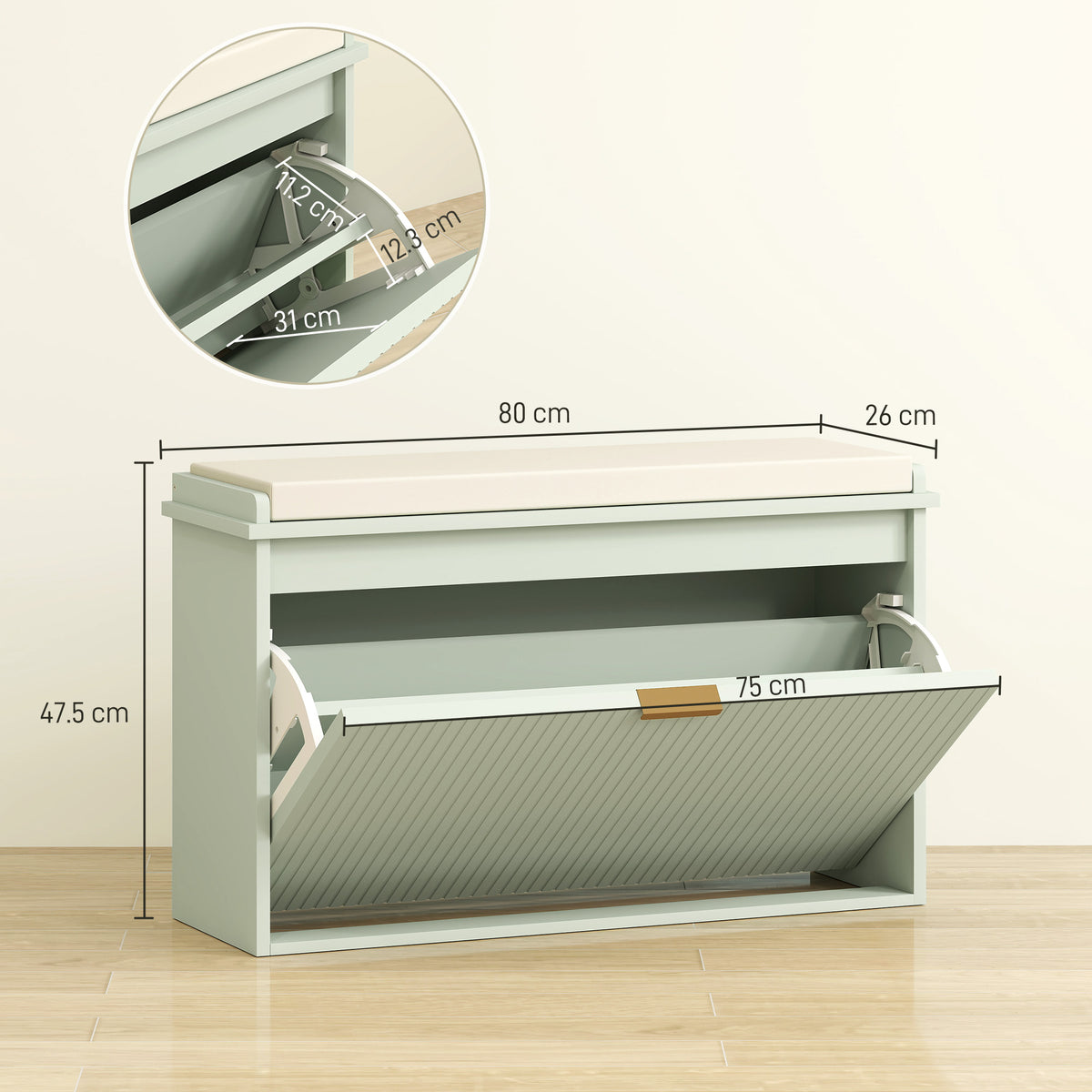 Entryway Shoe Storage Padded Seat Bench with Flip-Drawer | The Entryway Anchor