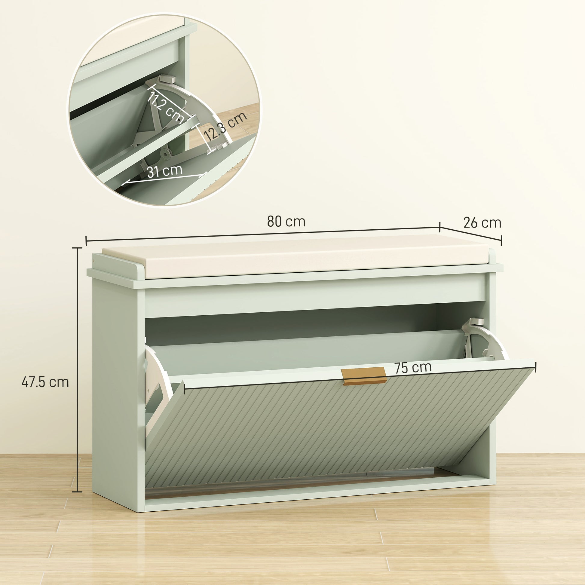 Entryway Shoe Storage Padded Seat Bench with Flip-Drawer | The Entryway Anchor