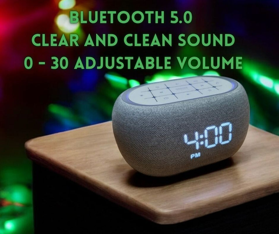 White Noise Bedside Alarm Clock Night Light Bluetooth Speaker | The Rhythm Glow