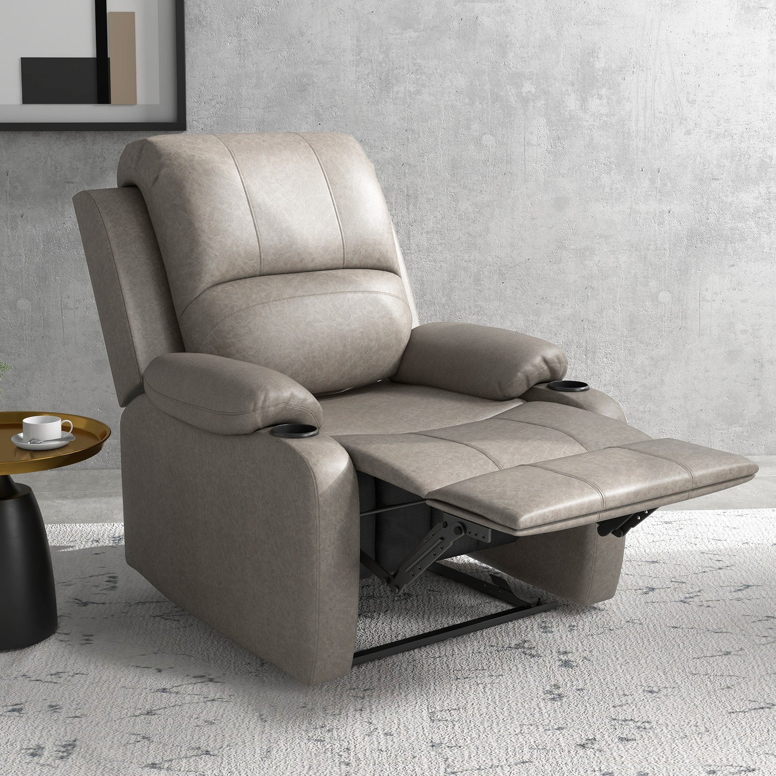 Manual Recliner Armchair with Dual Cup Holders | The HOMCOM Haven Lounger