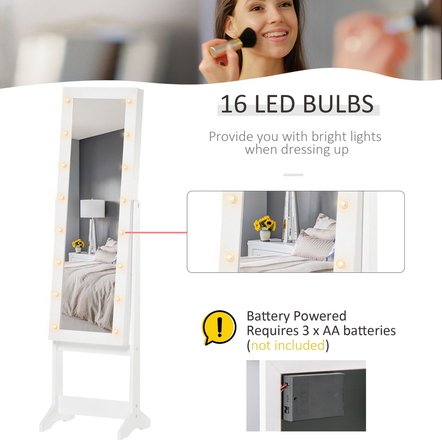 LED Mirrored Jewelry Armoire | The Lumina Vault