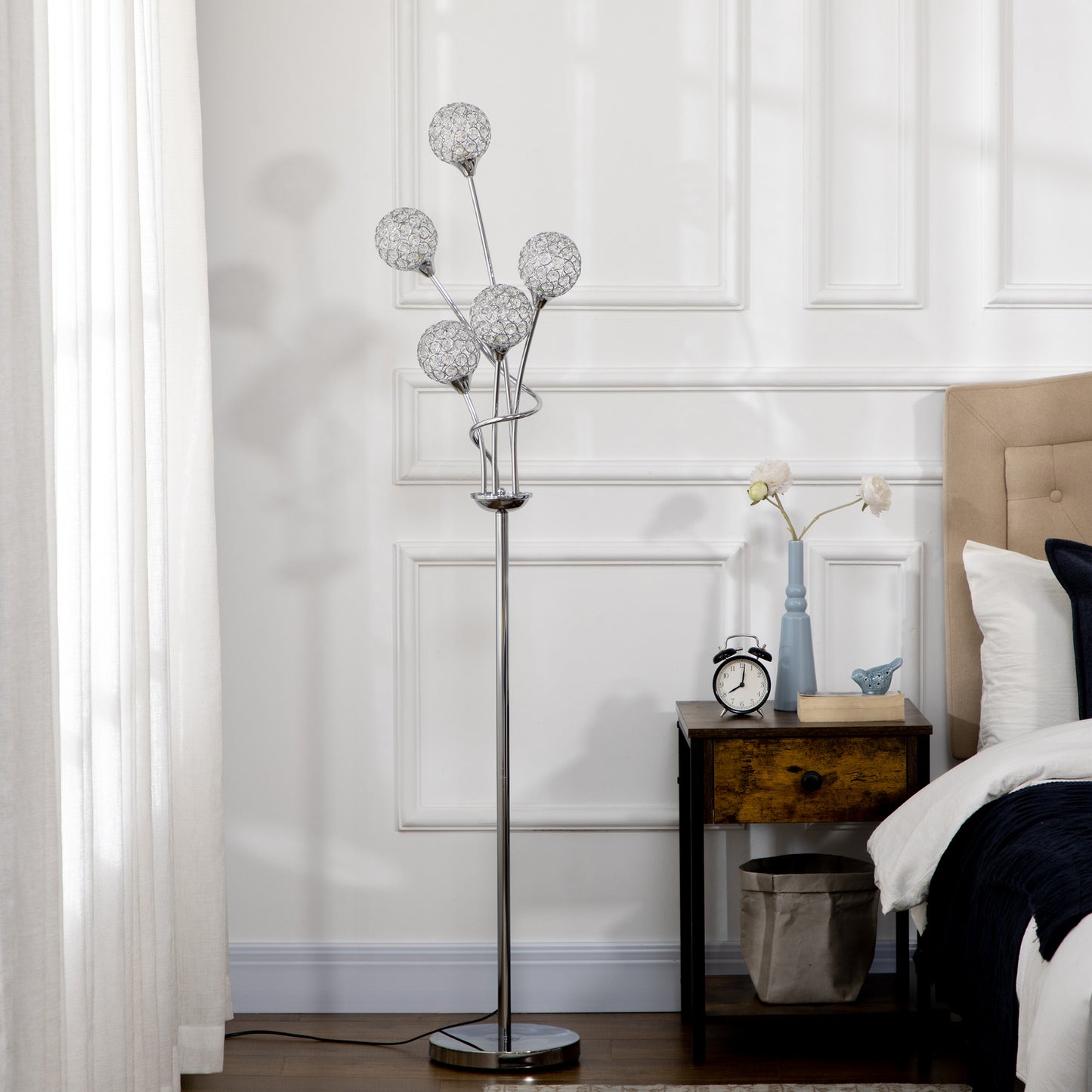 5-Light K9 Crystal Standing Floor Lamp | The Luminous Cluster