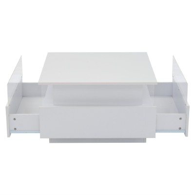 Modern LED Square Wooden Coffee Table with 2 Drawers | The Aurora Float