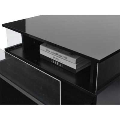 Modern LED Square Wooden Coffee Table with 2 Drawers | The Aurora Float